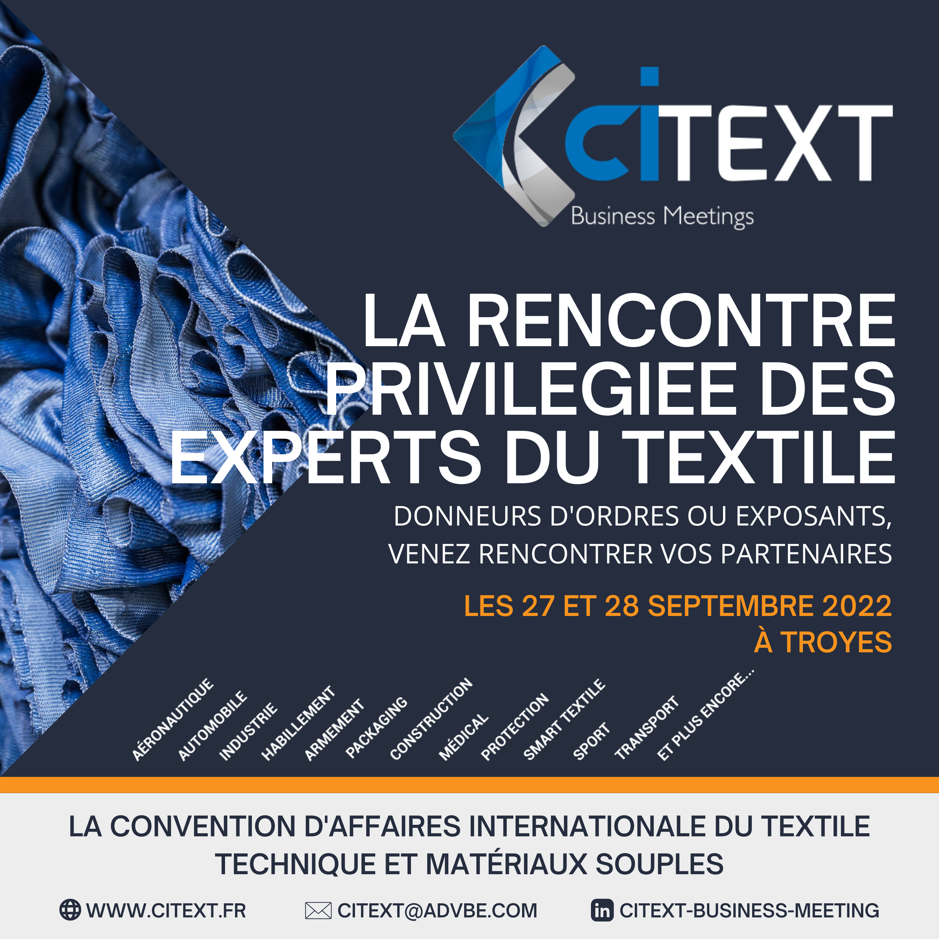 Textiles à usages techniques :  l’industrie textile française se retrouve à Troyes pour la convention internationale CITEXT 